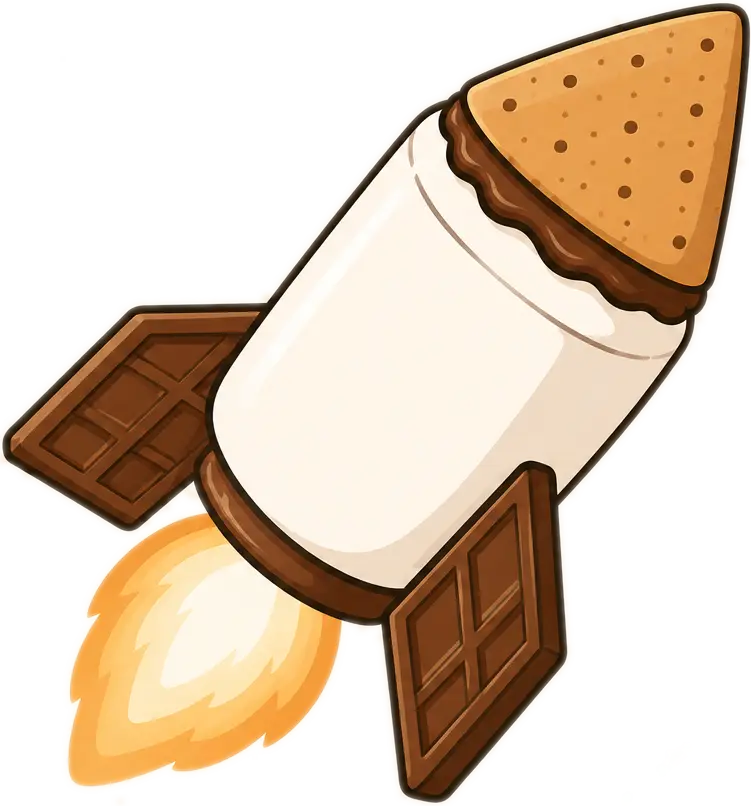 a s’more rocket blasting off